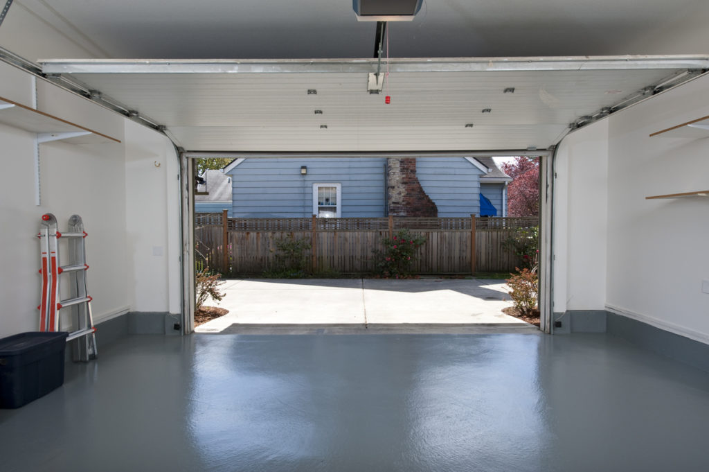 Interior of a clean, insulated garage in a house